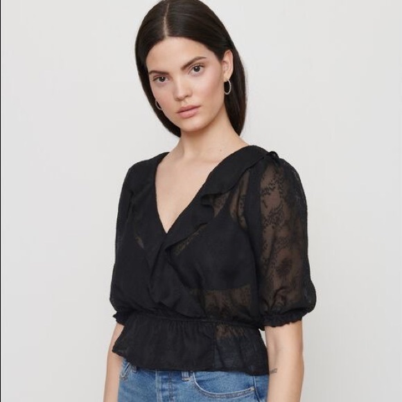 Dynamite - Black Sheer Blouse Size M - Picture 1 of 4